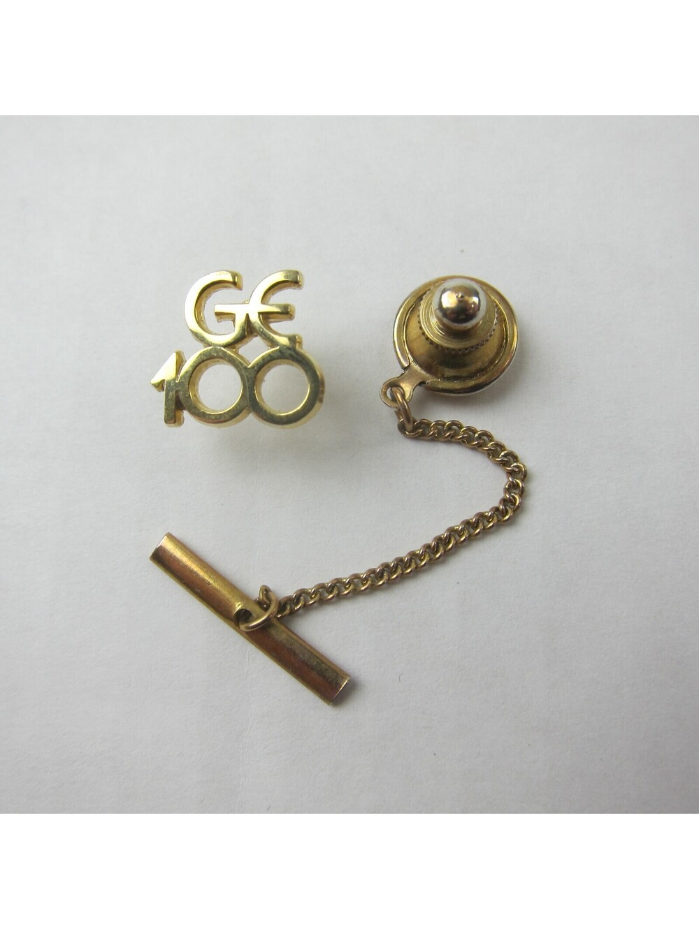 Vintage General Electric 100 Year Anniversary Tie Tack Lapel Pin Chain Tie Bar
